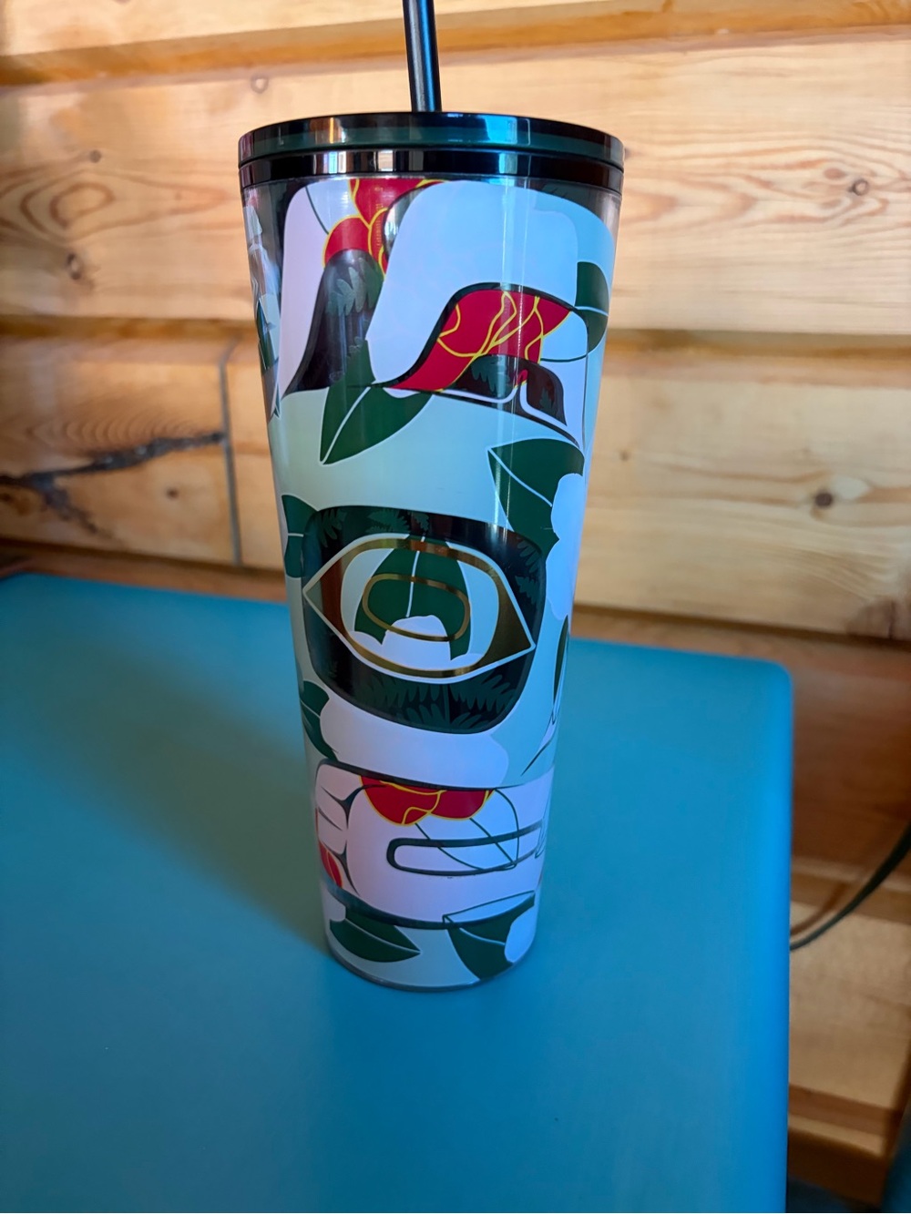 Starbucks Floral Pattern Insulated Tumbler - White & Green